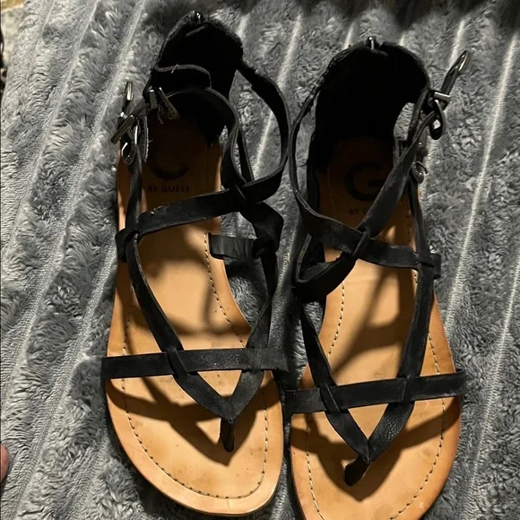 Guess Black and Tan Strappy Sandals - Picture 1 of 2